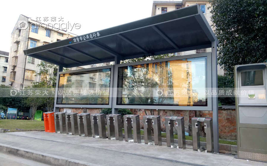 諸暨公共自行車棚安裝效果圖一